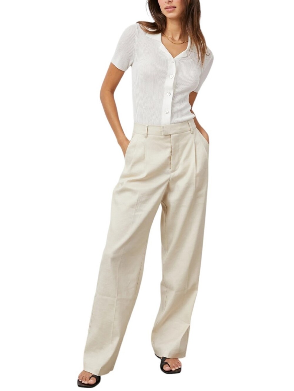 Rails Marnie Pant Wide Leg Linen Blend Sand Women's 6